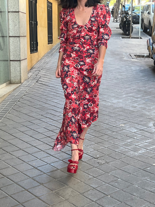 SOPHIE&LUCIE. Vestido rojo estampado  T.34