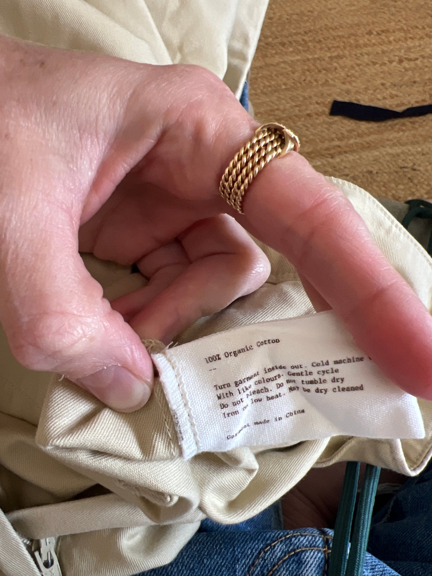 Pantalón pinzas beige algodón T.s