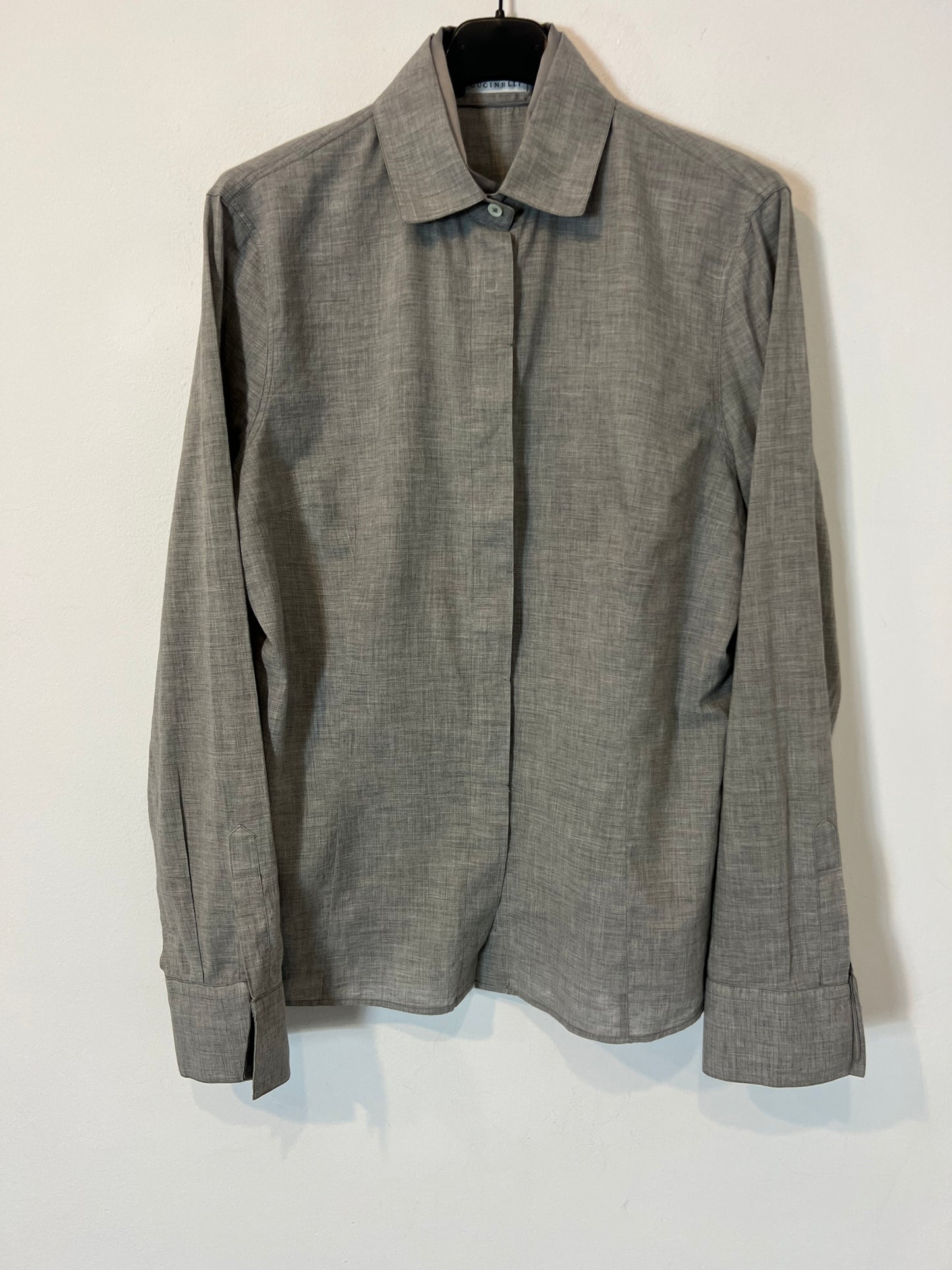 BRUNELLO CUCINELLI. Double-layered gray silk shirt. TM