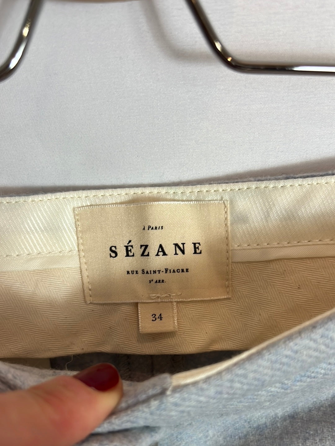 SEZANE. Blue wide-leg trousers, size 34