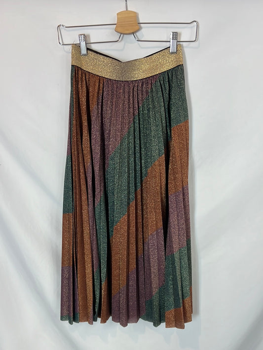 JOHANNA PARÍS.  Falda midi plisada hilos T.u(s)