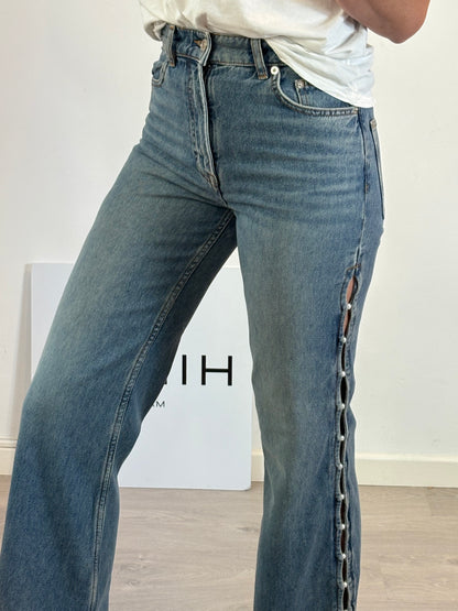 MAJE. Denim recto aberturas. T 36