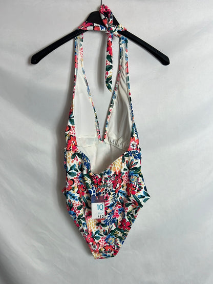 PRIMARK. Bañador flores atado al cuello. T 38