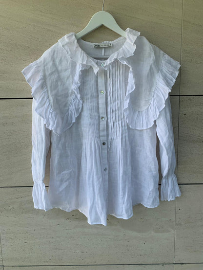 ZARA. Mustard textured back top. TS