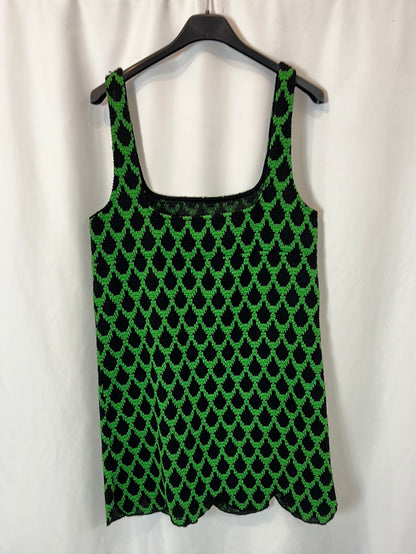 ZARA. Short black and green Ts dress