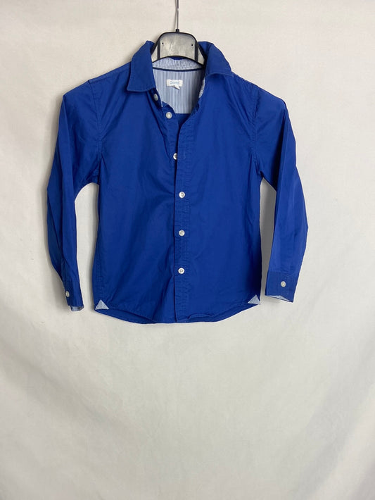 DOMBI. Camisa azul detalle rayas. T 5-6 años