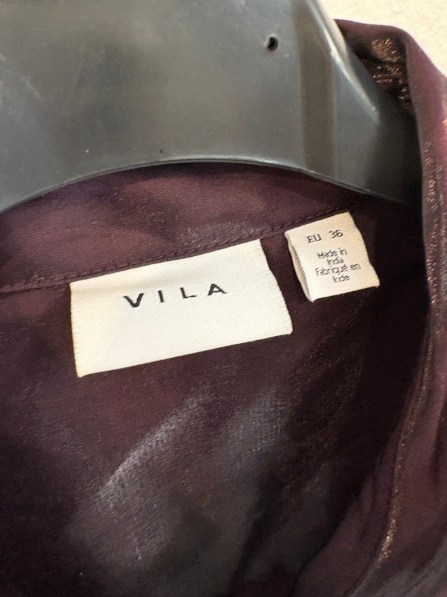 VILA. Shiny burgundy blouse size 36