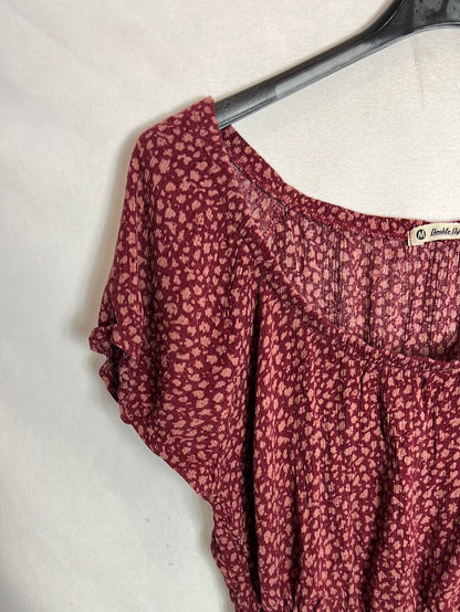 DOUBLE AGENT. Crop top burdeos estampado. T M