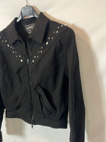 ZARA. Black studded denim jacket TM