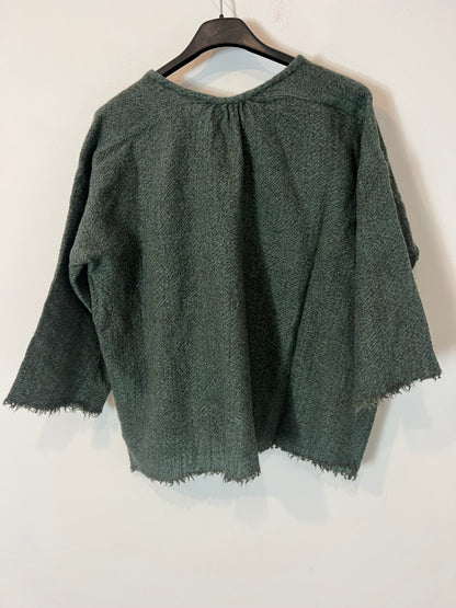 MASSCOB. Top verde jaspeado lana virgen T.xs