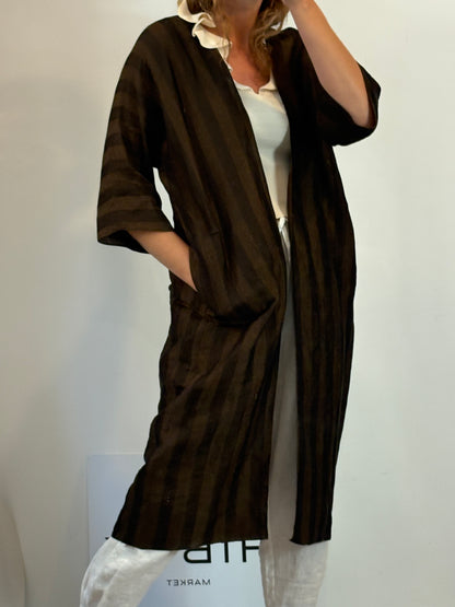CORTANA. Kimono rayas lino y algodón