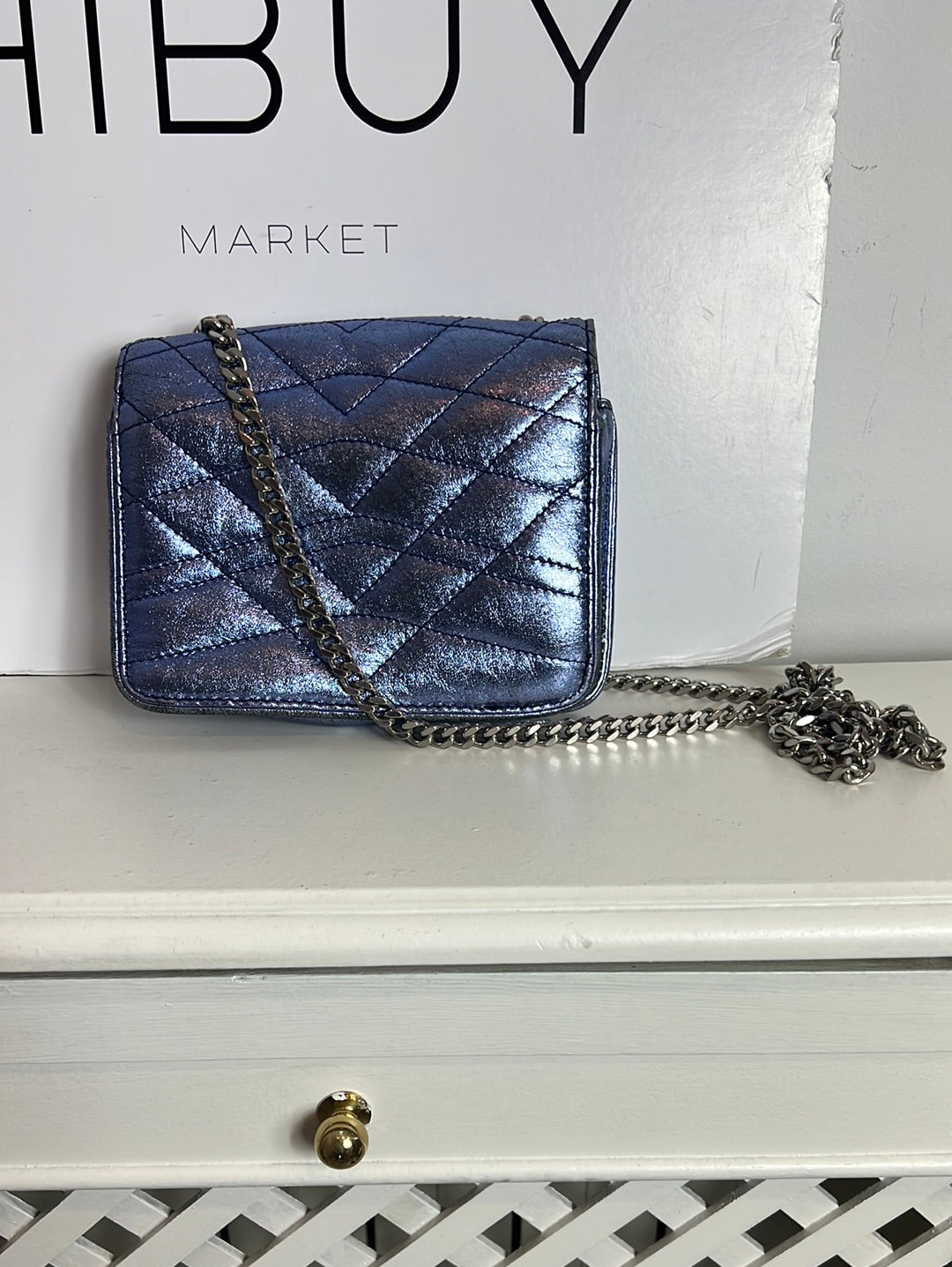 ZADIG&amp;VOLTAIRE. Metallic blue mini bowling pins (Tara)