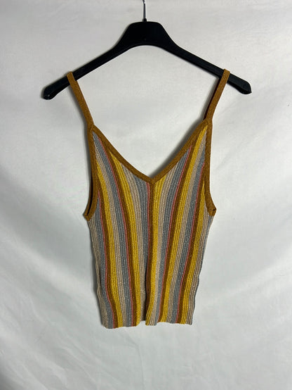 SUNCOO. Ribbed top with shiny thread colors. Size 0 (xs/s)