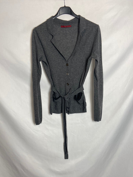 CAROLINA HERRERA. Gray Ts belted cardigan