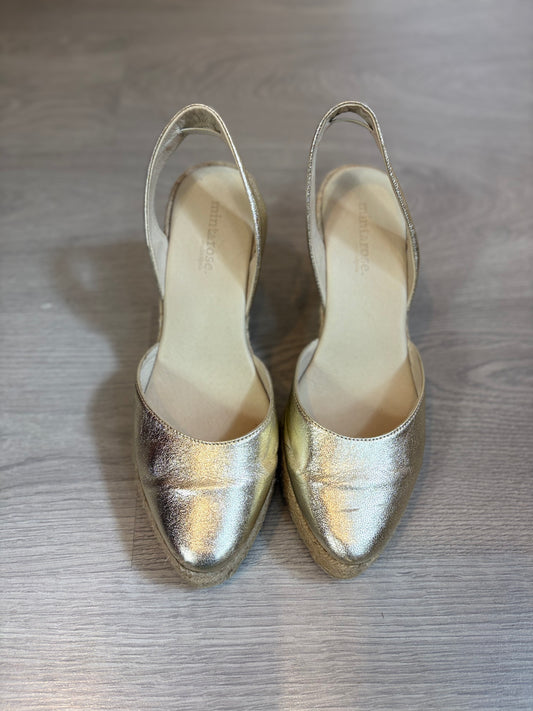 MINT & ROSE. Alpargata piel dorada cuña media. T 40