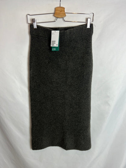 H&M.Falda midi punto verde. T S