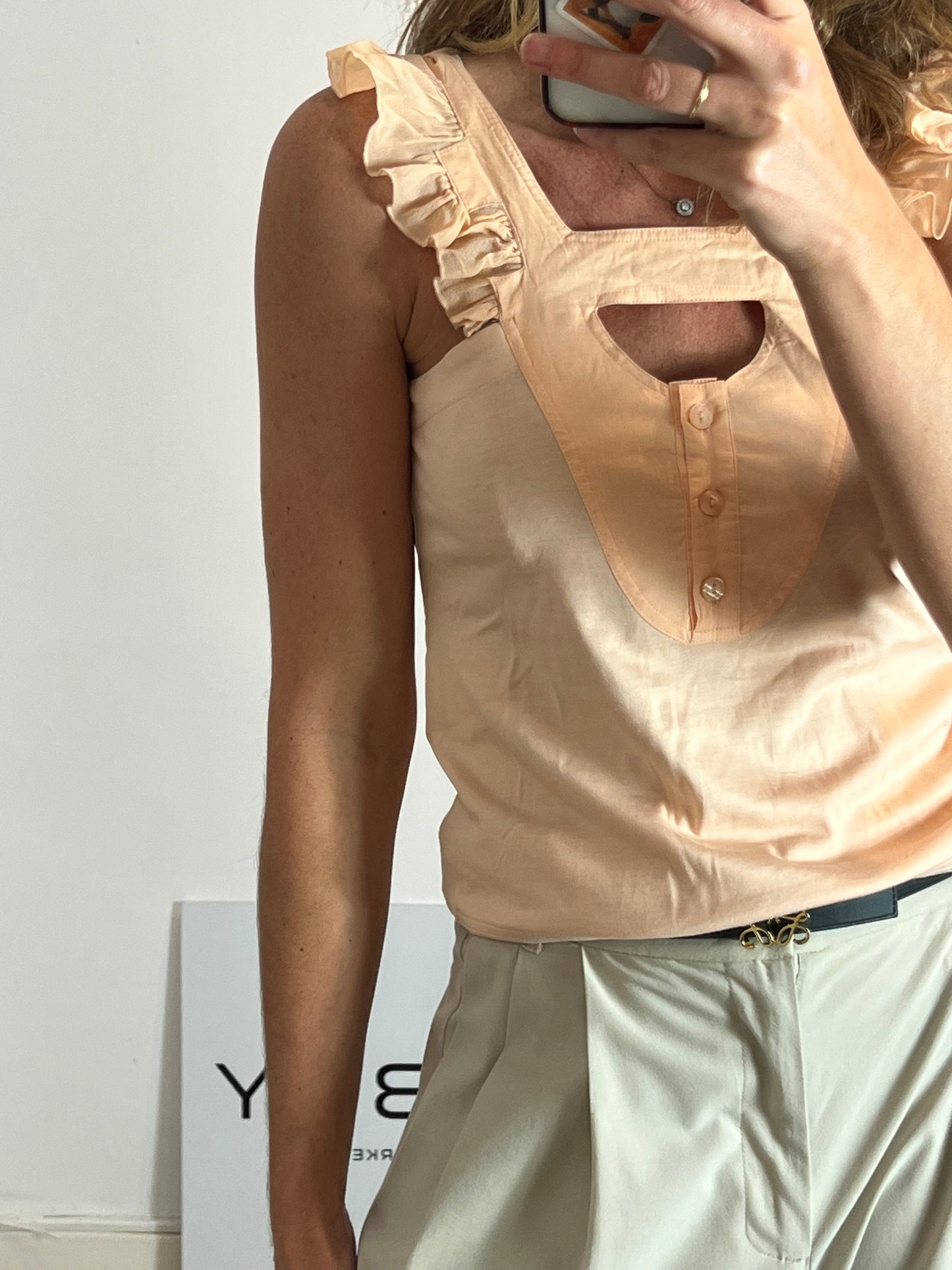 SEE BY CHLOÉ. Top tono pastel algodón y seda. T 40 (s)