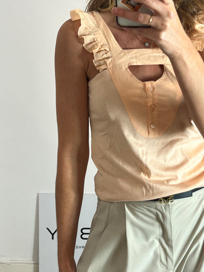 SEE BY CHLOÉ. Top tono pastel algodón y seda. T 40 (s)