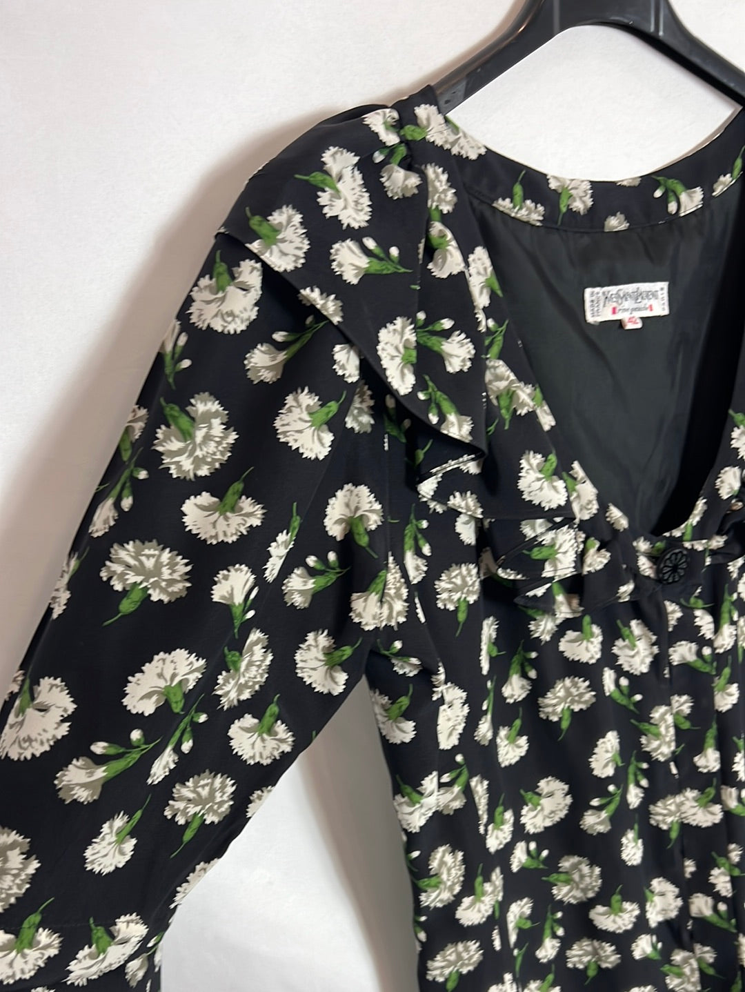 YVESSAINTLAURENT. Vestido midi vintage flores. T 42