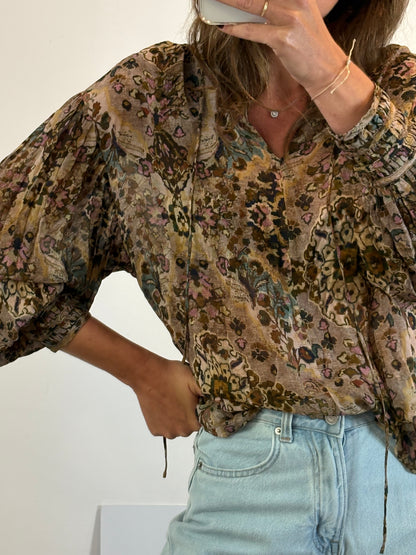 MASSIMO DUTTI. Flowy printed blouse. T.S.