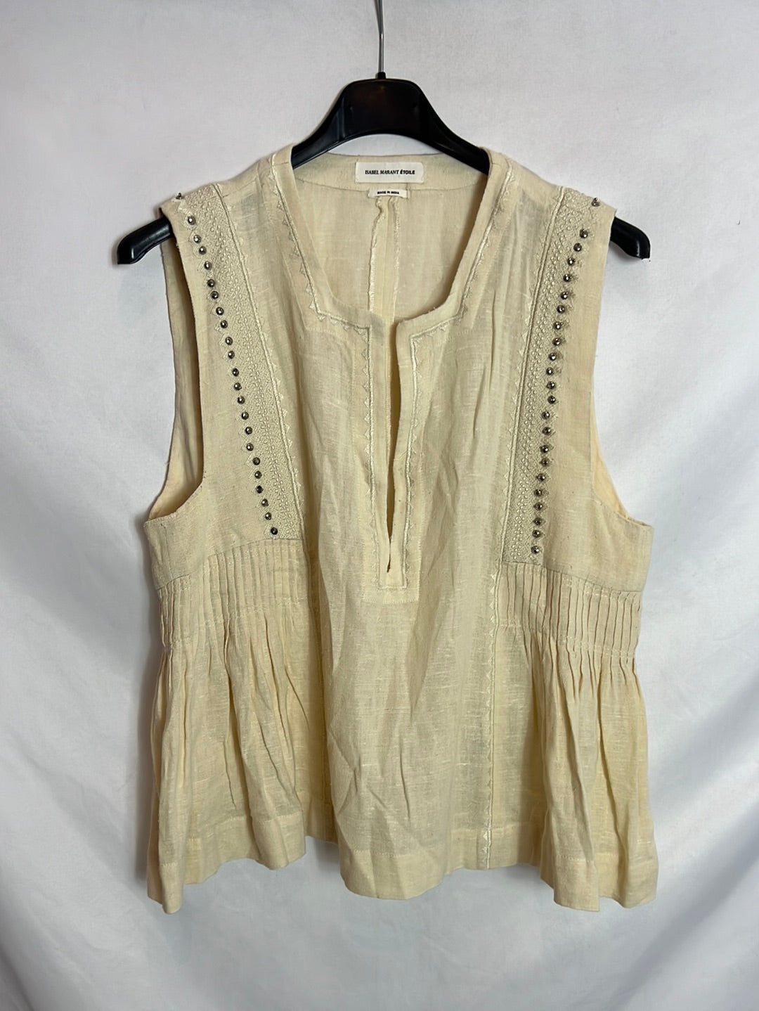 ISABEL MARANT ÉTOILE . Total look beige bordados y tachuelas. T 38/40