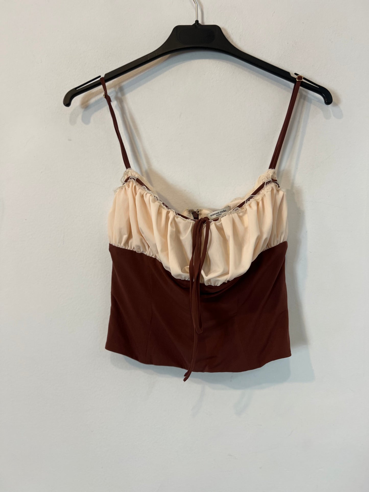 MISTRESS ROCKS. Top bicolor encorsetado T.s