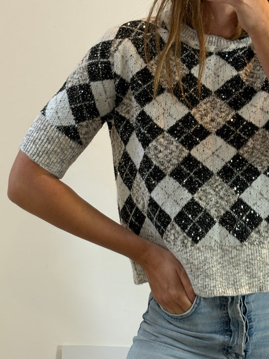 ZARA. Top punto rombos lentejuelas