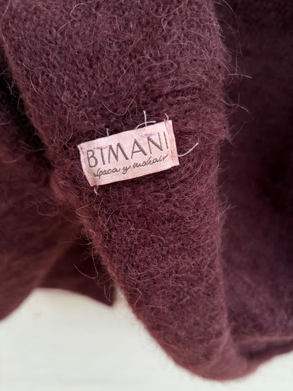 BIMANI. Poncho mohair granate