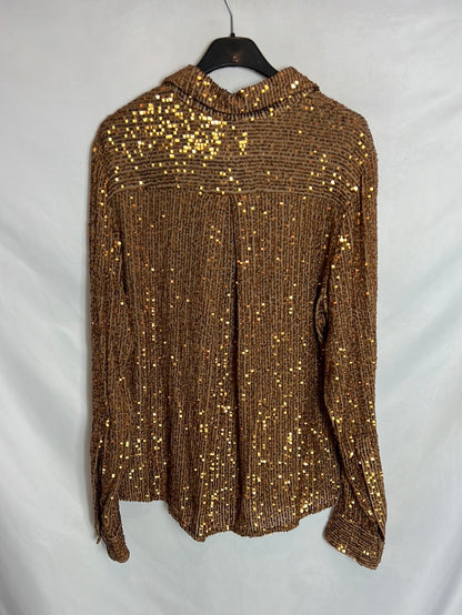 ZARA. Camisa lentejuelas mini. T S