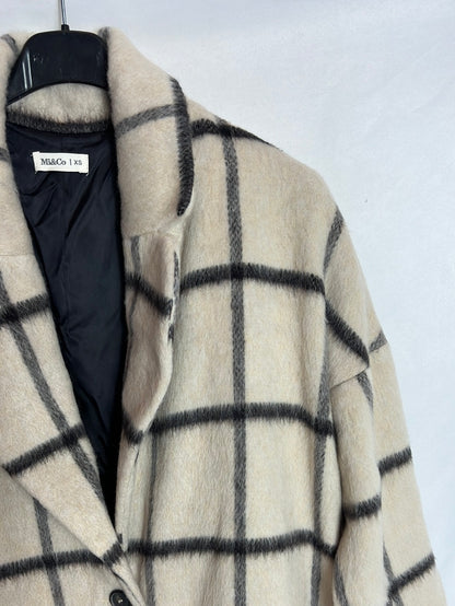 MI&CO. Abrigo beige rayas negras. T XS (s/m)