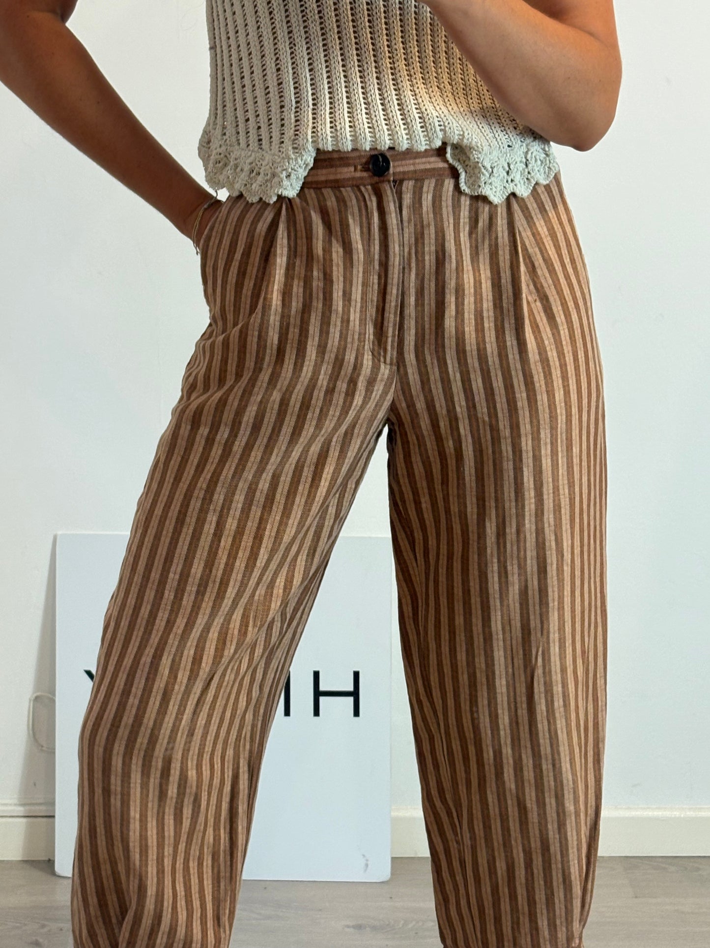 SOEUR. Pantalón raya tonos tierra. T 38