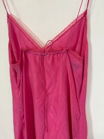 Vestido seda vintage fucsia