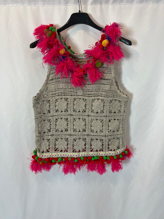OTRAS. Top croché pompones. T S