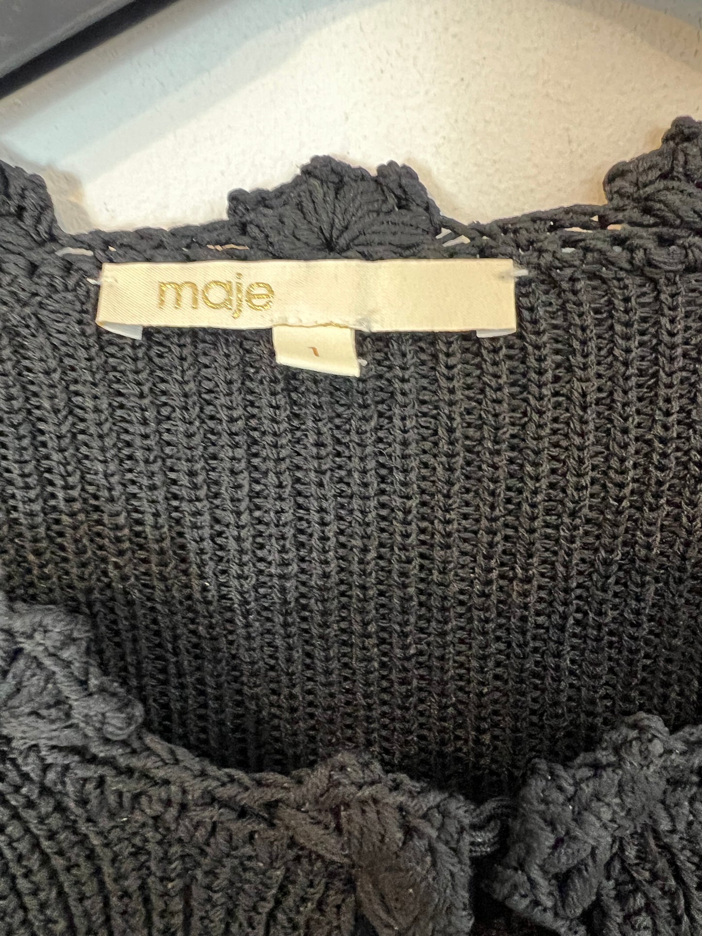 MAJE. Black knit jacket with details. Size 1 (S)