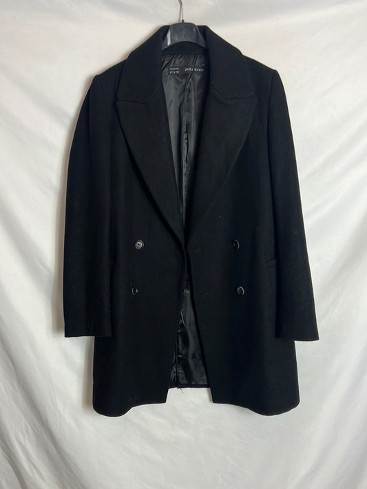 ZARA. Abrigo paño negro T.m