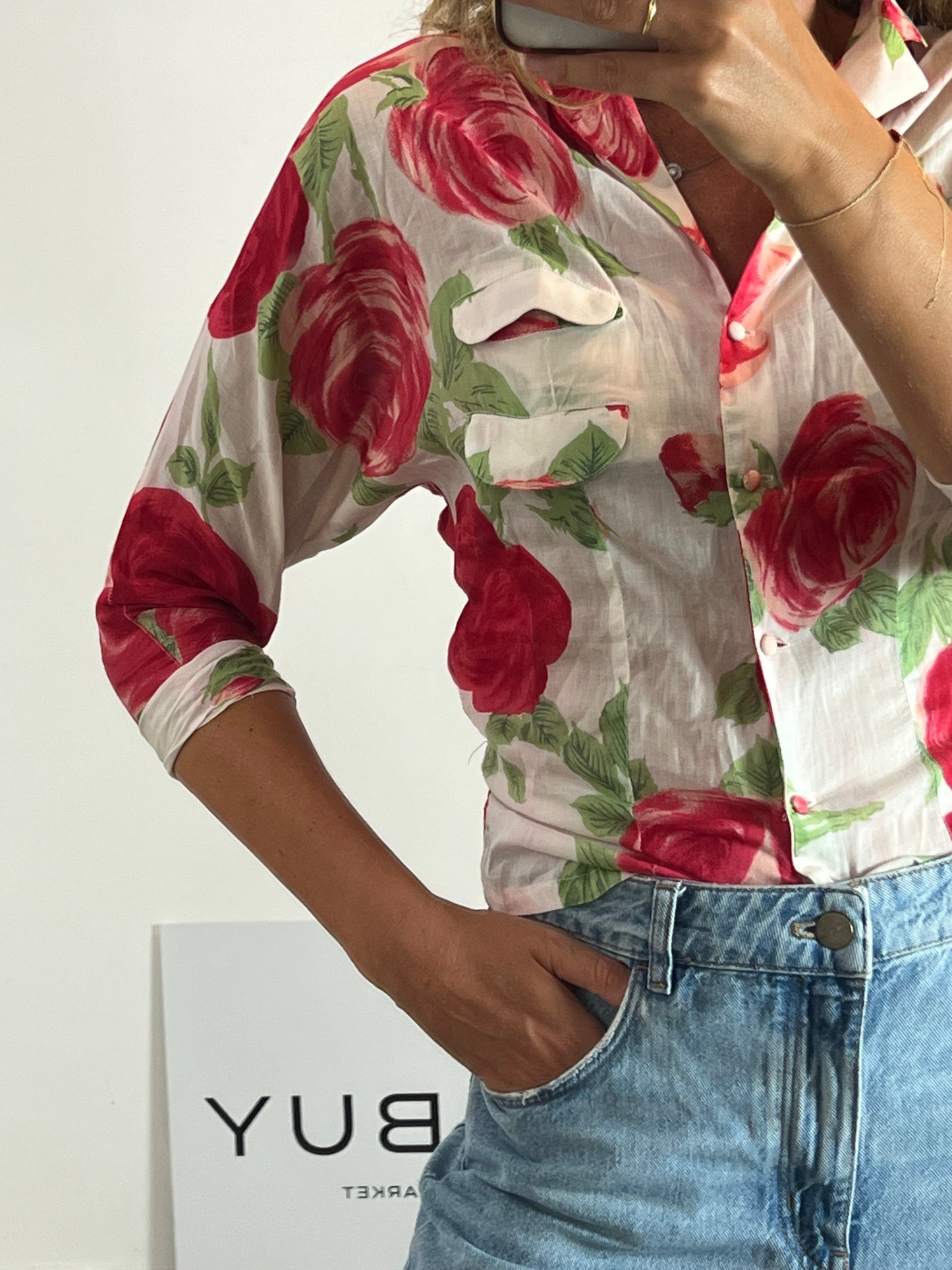 OTHER. Floral print cotton blouse. Size 40