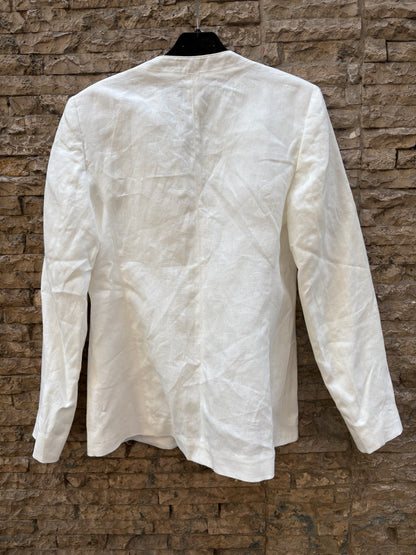 MASSIMO DUTTI. Chaqueta blanca lino bolsillos