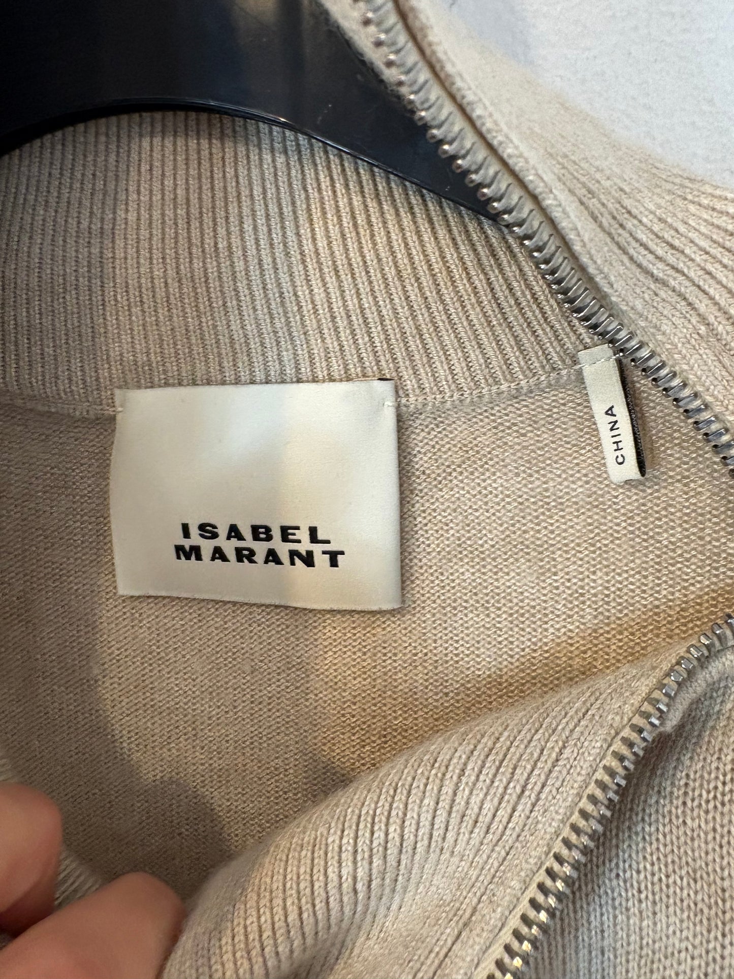 ISABEL MARANT. Vestido corto punto beige cremalleras