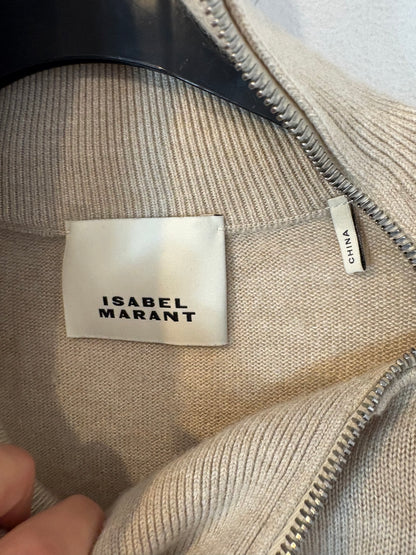 ISABEL MARANT. Vestido corto punto beige cremalleras