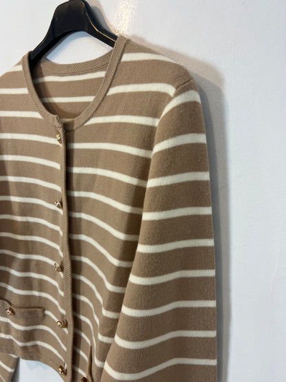 OTRAS. Chaqueta punto beige rayas. TS/M