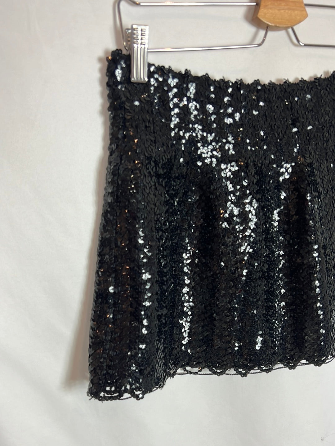 OTHER. Black sequin flared skirt. TL