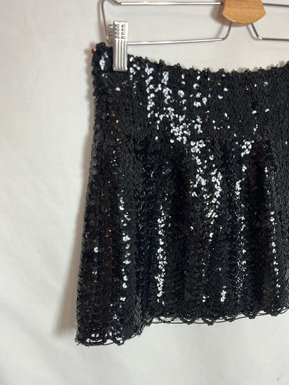 OTHER. Black sequin flared skirt. TL