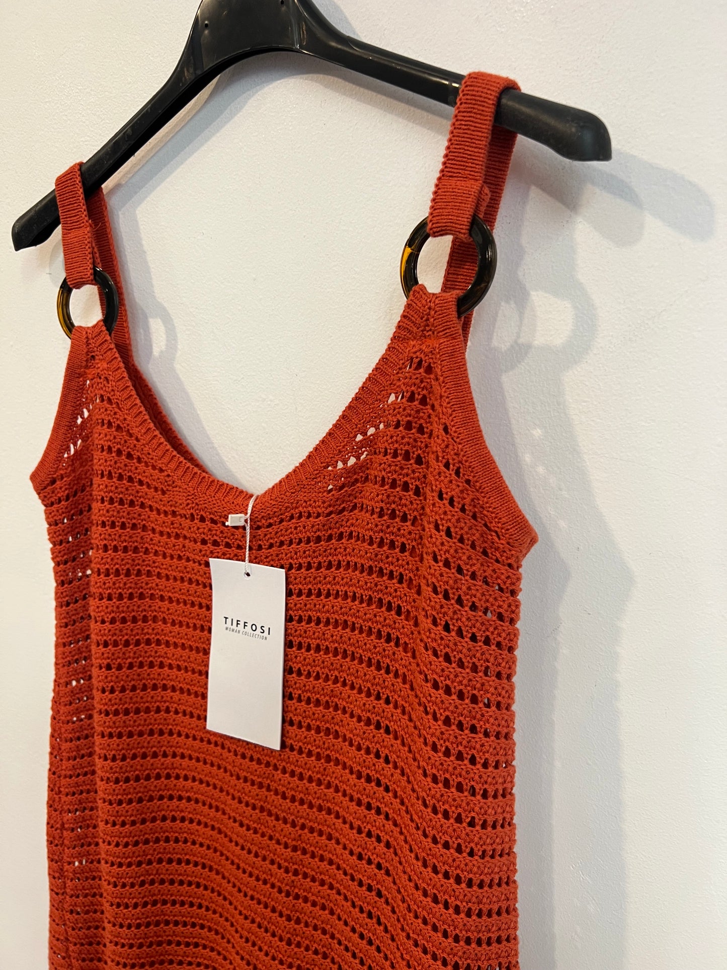 TIFFOSI. Vestido midi teja croché. T S