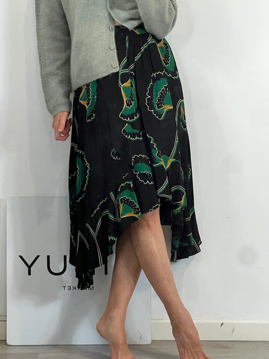 BA&SH. Falda midi asimétrica estampada