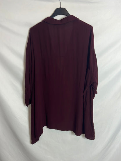 ZARA. Blusa burdeos asimetrica oversized. T M