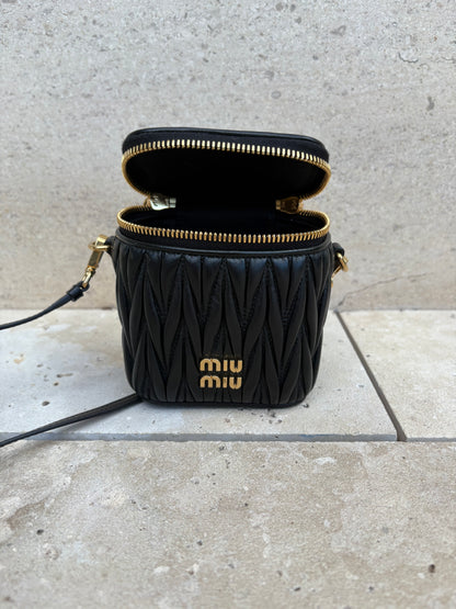 MIU MIU. Matelassé nappa leather micro bag