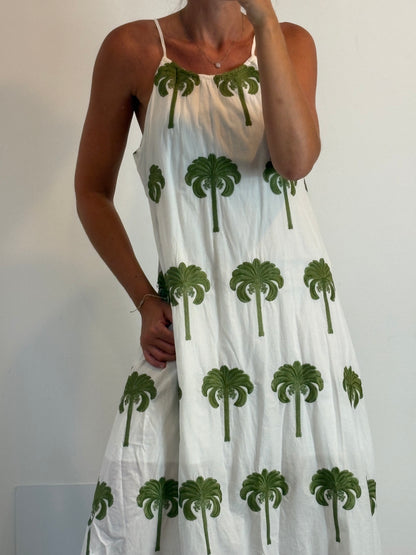 OTRAS. Vestido blanco palmeras. TU (M)