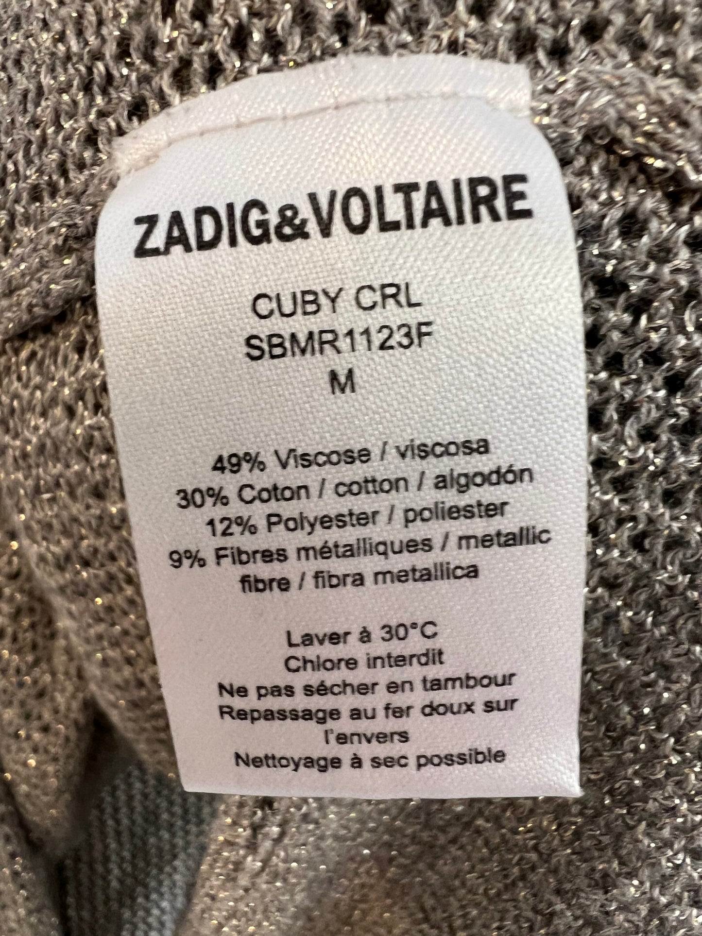 ZADIG&VOLTAIRE. Top gris hilos plateadas T.m