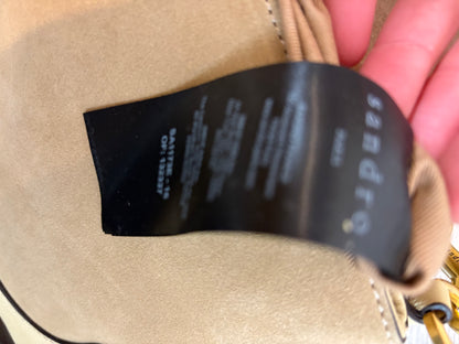 SANDRO. Bolso beige piel doble textura