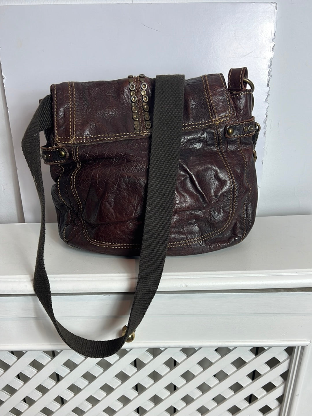 JOGSAW. Brown leather studded bag (Tara)